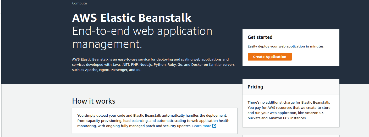 create aws elastic beanstalk app