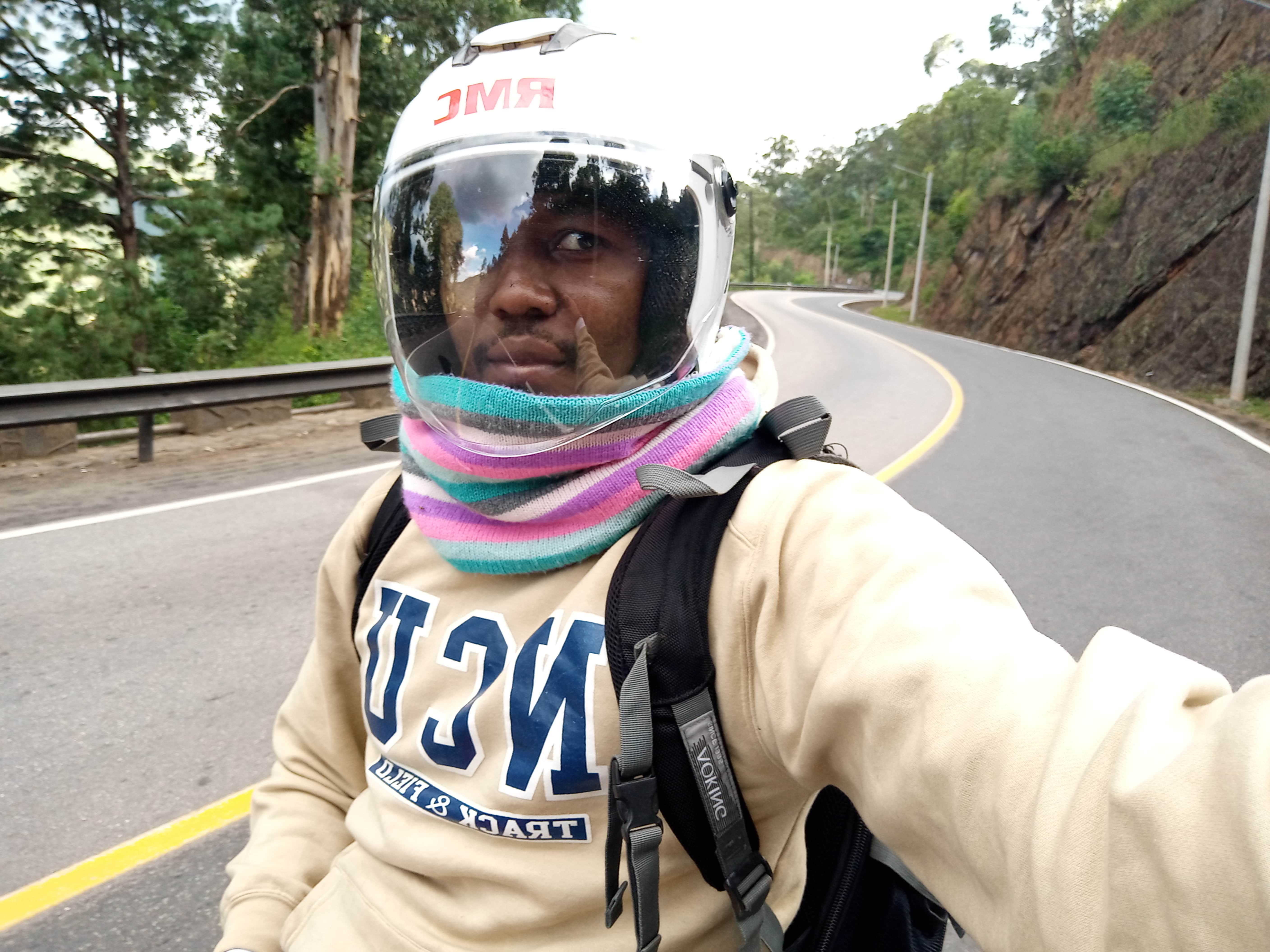 Taking a selfie on the road